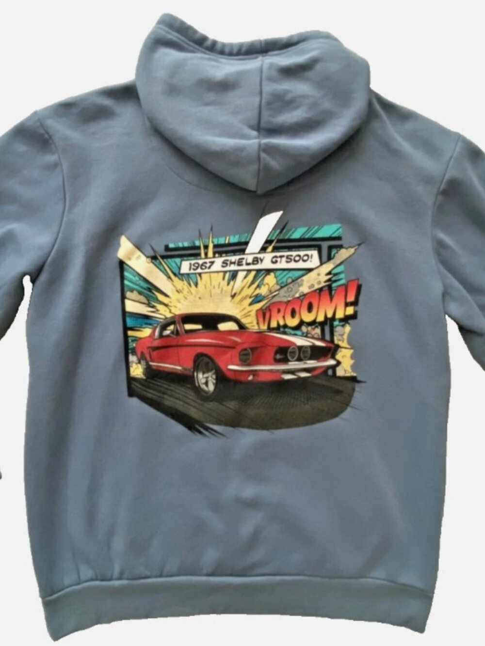 Shelby GT500 Hoodie Men's Large Blue Pullover Fleece Sweatshirt - Excellent